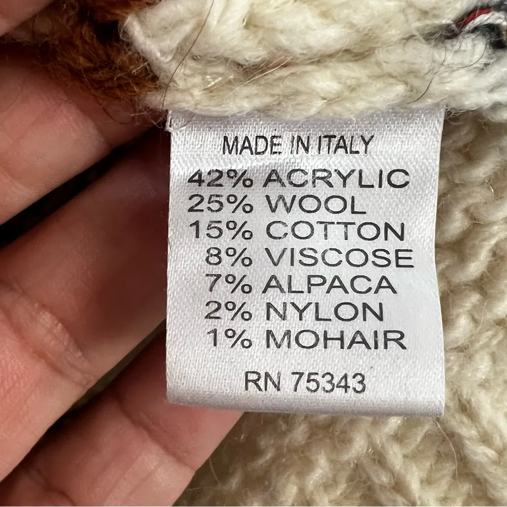 ELSAMANDA wool mohair alpaca blend chunky knit sweater Women’s SIZE MEDIUM cozy Tan - Image 5