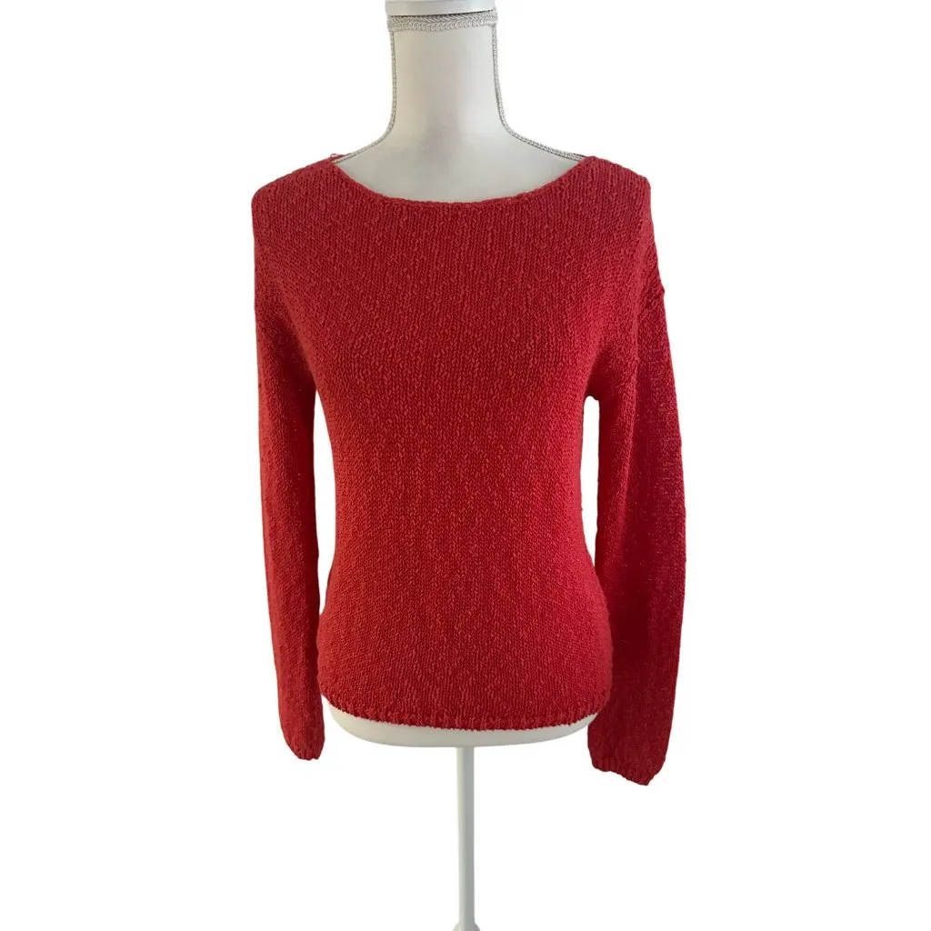 ALICE + OLIVIA Red Knit Linen Blend Sweater Size Small - Image 3
