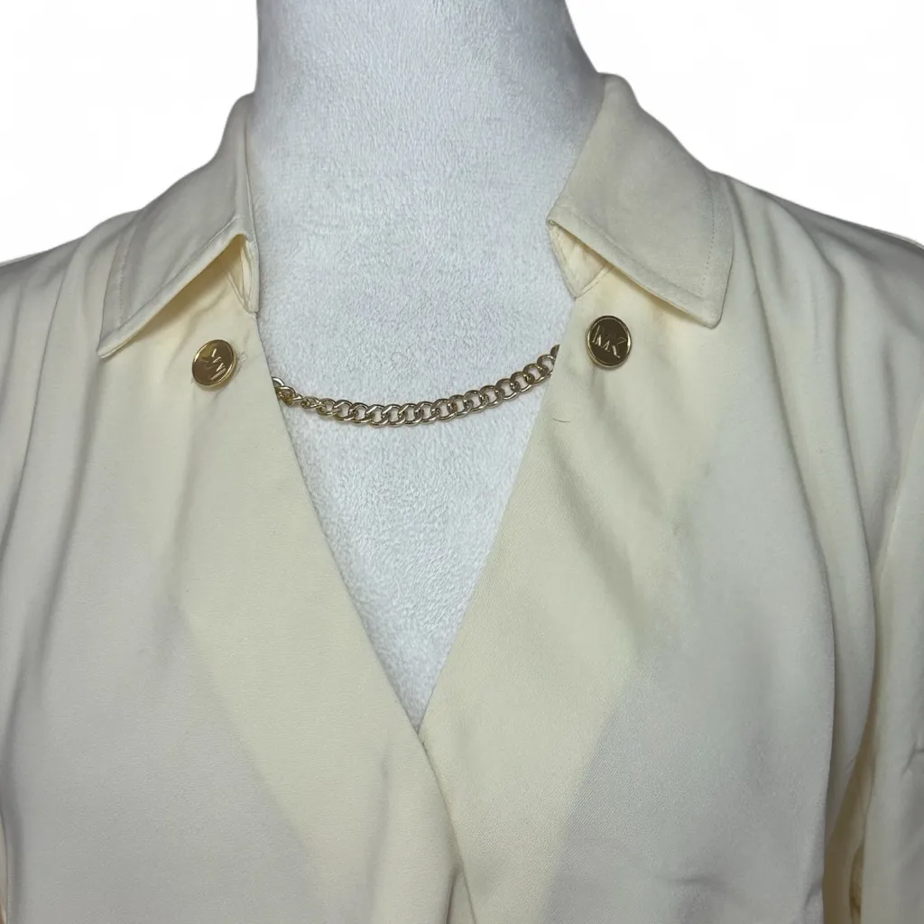 New - MICHAEL - Michael Kors -Chain Fastened Blouse - Bone - Sz Medium MSRP $110 - Image 3