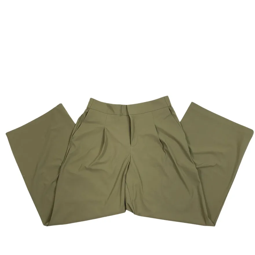 ATHLETA Pinnacle High Rise Wide Leg Trouser Sz 10 Green Versatile Travel Busines - Image 7