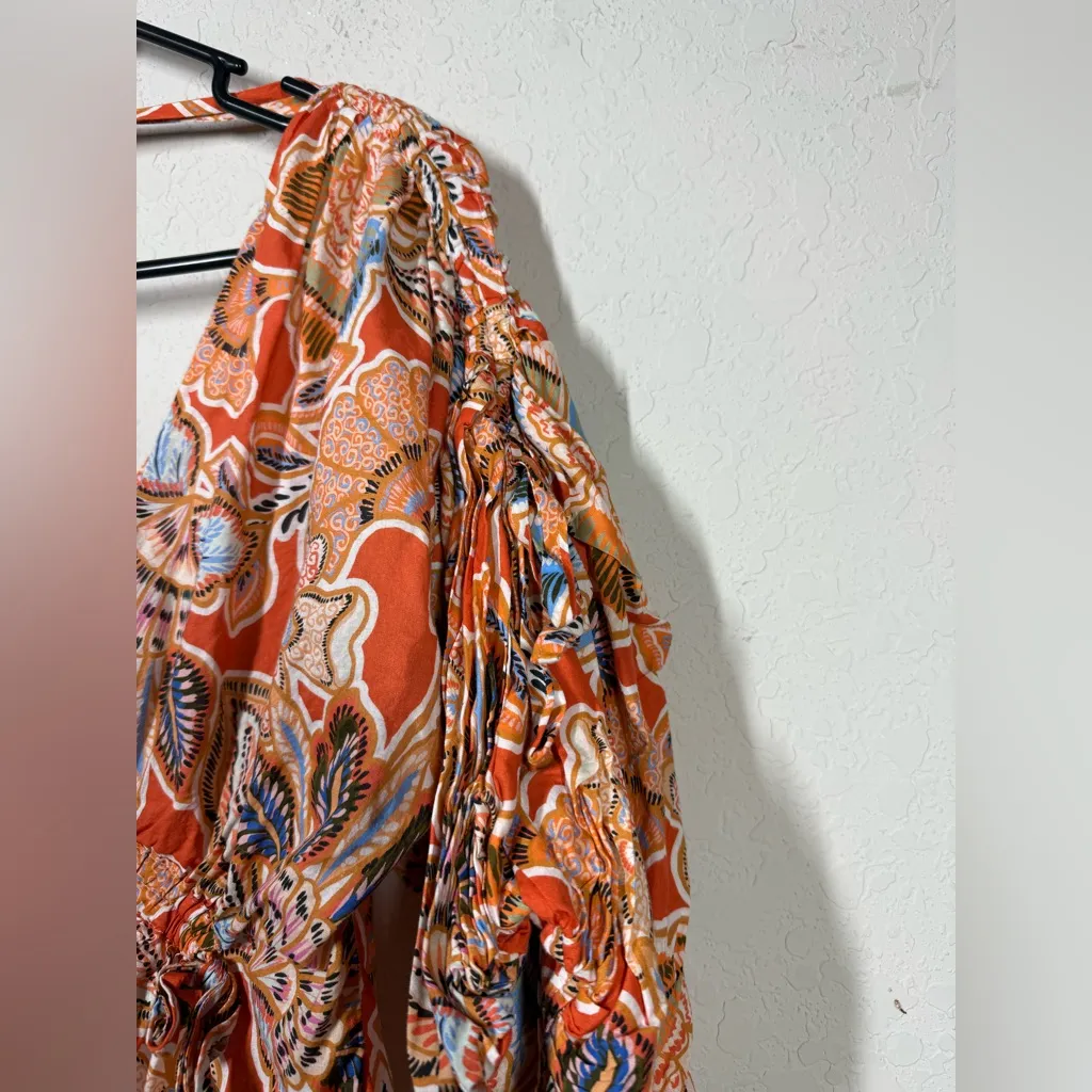 Misa Sari  Floral Poplin Balloon Sleeve Mini Dress Size Medium - Image 5