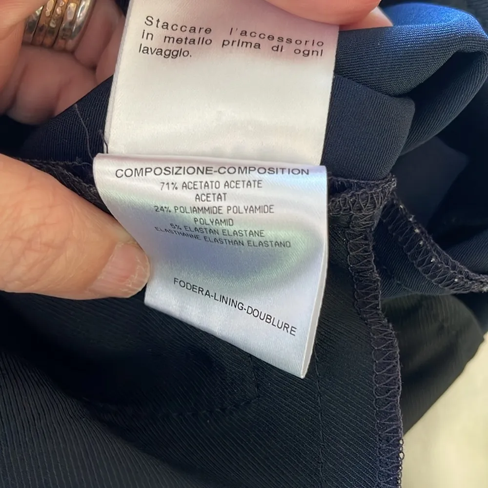 Gucci Navy Blue With Gold Chain Belt Tapered Trousers Size 44 US Size 8 - Image 10