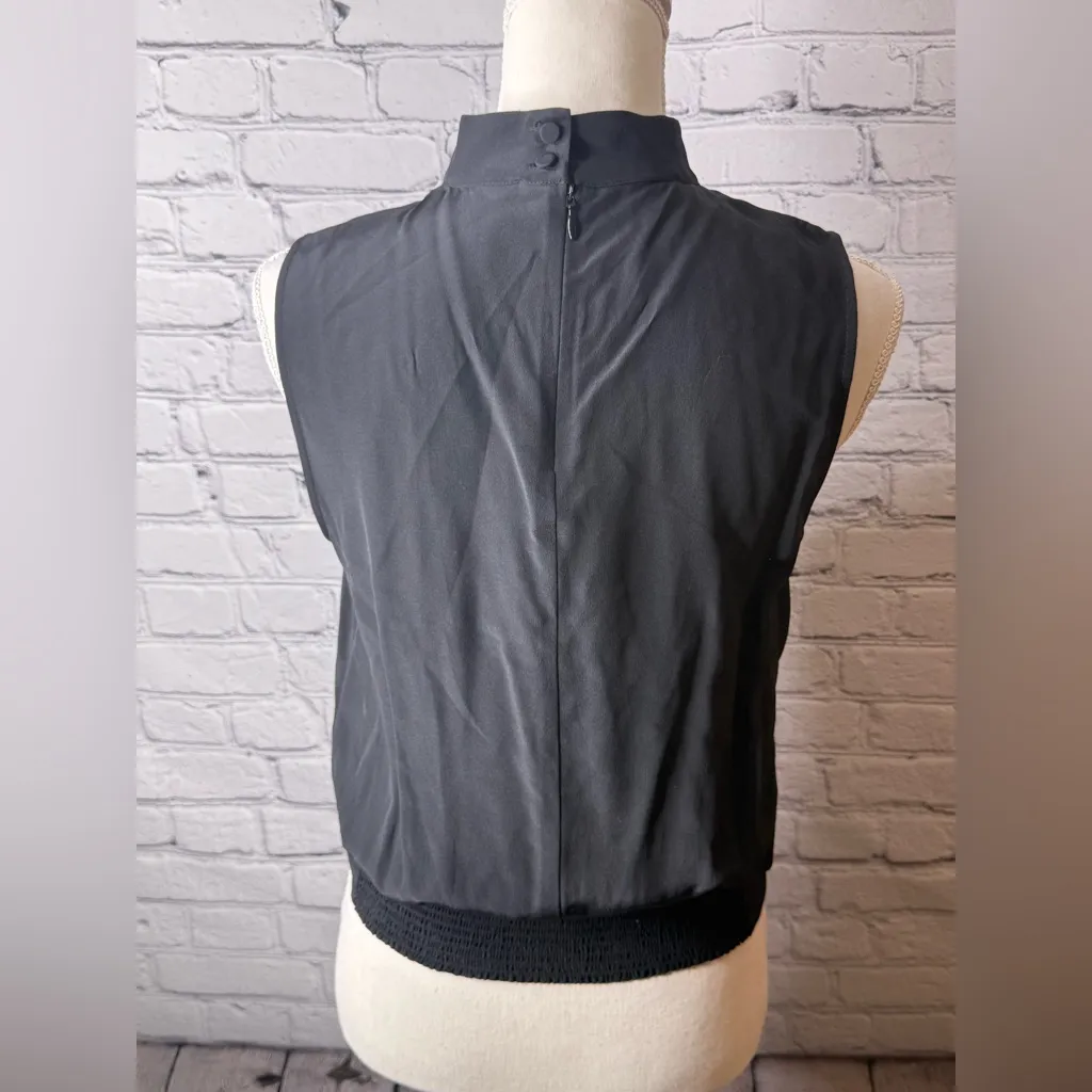 Frame silk mock neck key hole Black Sleeveless Top small - Image 8