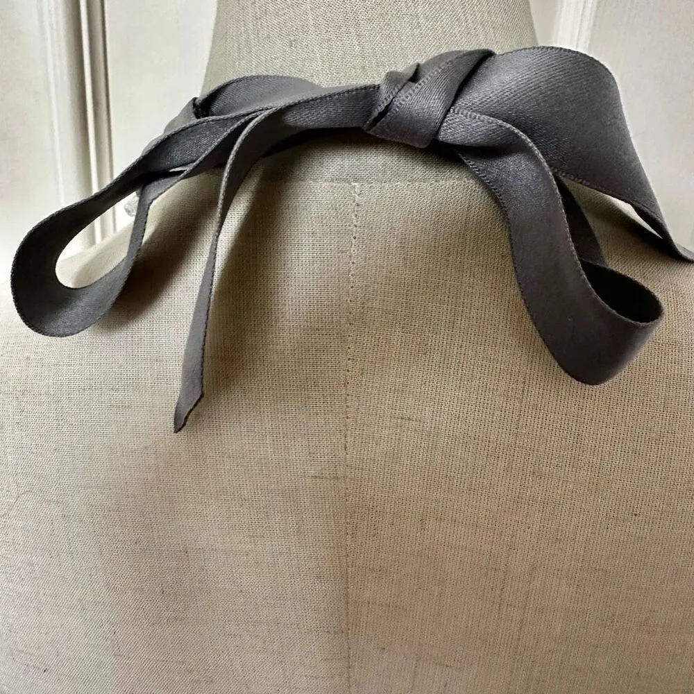 Stella & Dot Chloe Ribbon Tie Smokey Grey beaded Necklace - Image 6