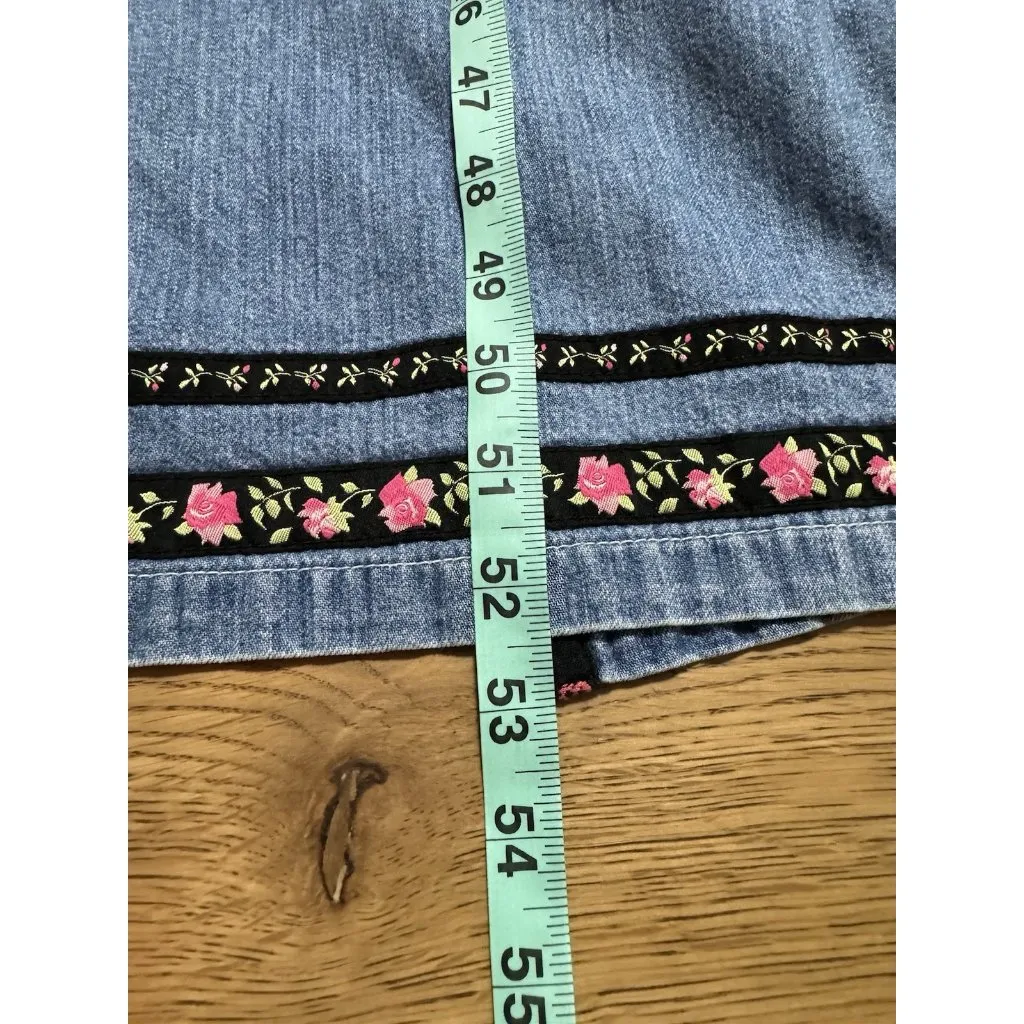 Tweety Bird‎ Overall Denim Dress Woman Size Medium Warner Bros Embroidered 90's Blue - Image 4