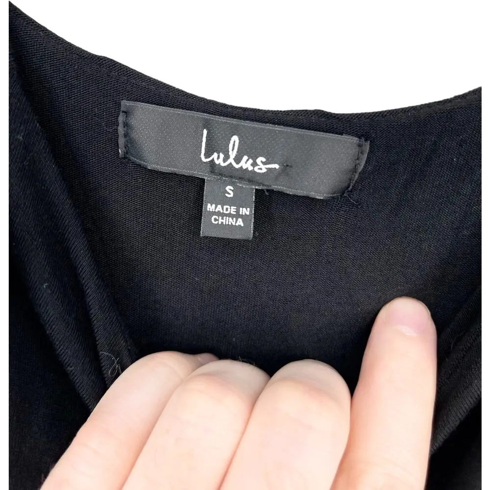 Lulus Women's Black Spaghetti Strap Watch the Sunset Black Midi Dress Small - Image 4