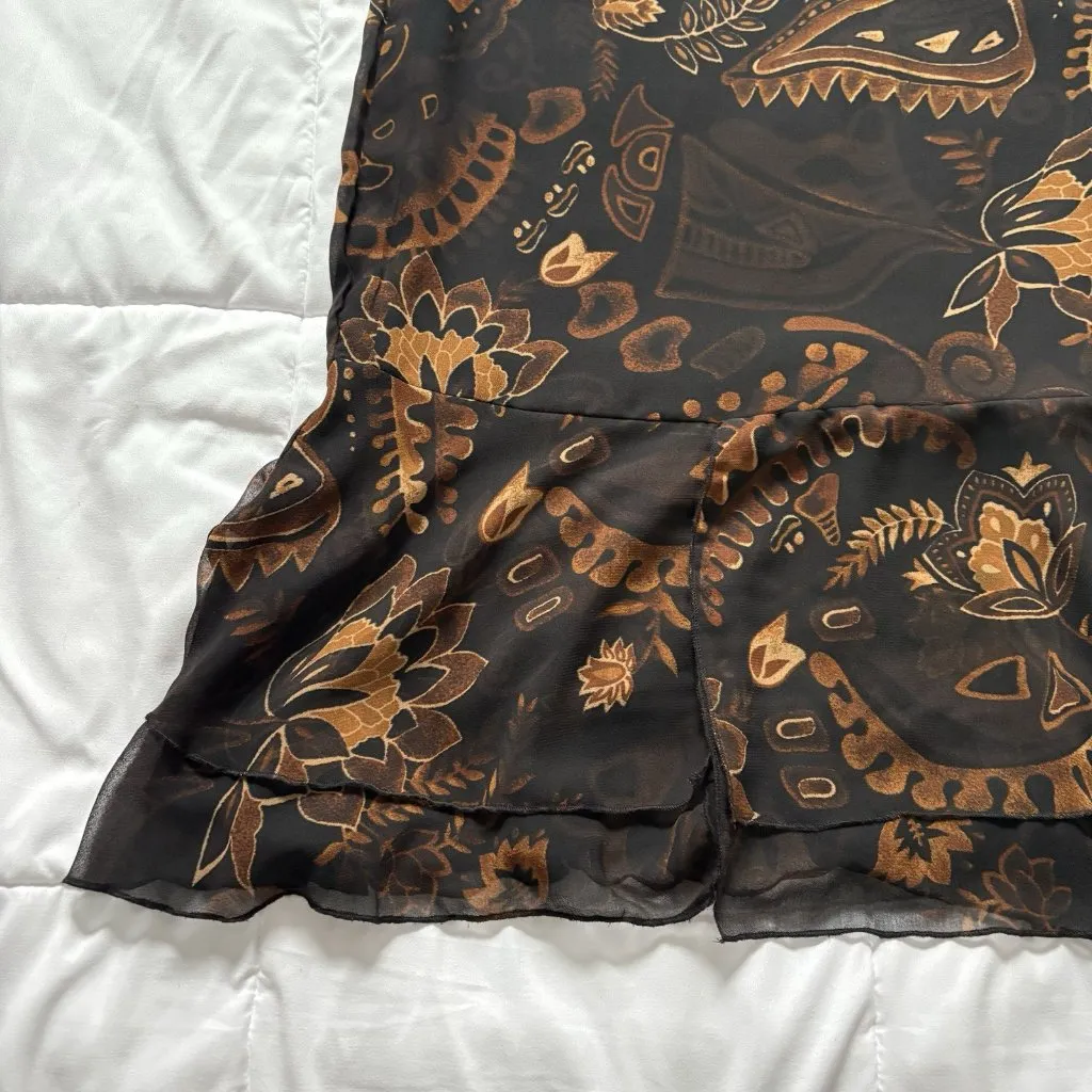 Vintage West End Maxi Skirt Womens Large Brown Floral Boho Fairy Grunge Y2K 90s - Image 2
