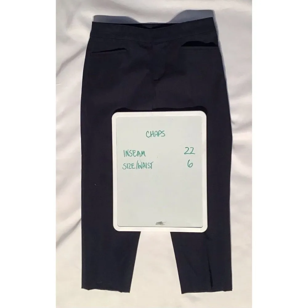 CHAPS Navy Blue Capris Women's Size 4‎ waist 30 rise 10 inseam 22 flat front - Image 5