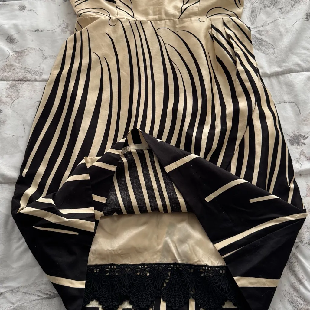 NWOT Anthropologie Moulinette Soeurs Strapless Black and Cream Dress, size 6 - Image 16