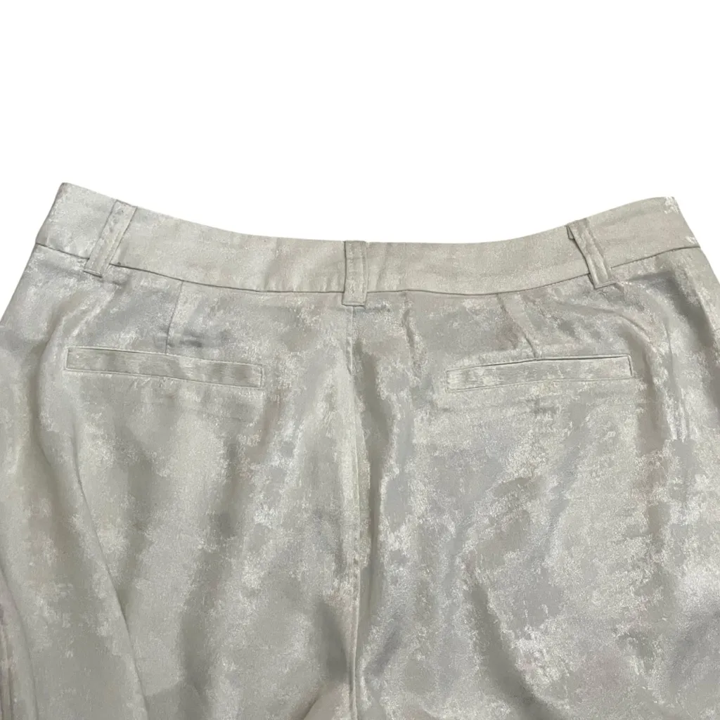 David Lerner Ruched Ankle Metallic White Pants 100% Polyester Women's M Party - Image 4