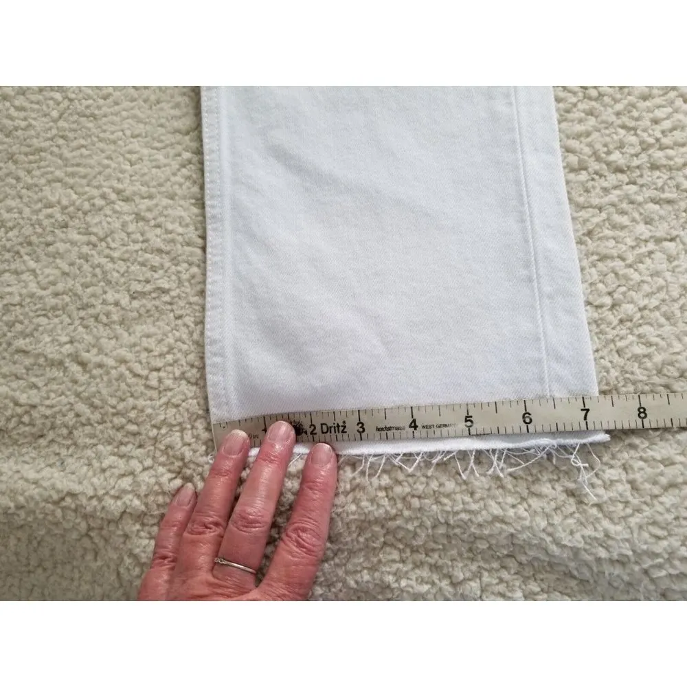 70s Stove Pipe High Rise Jeans White Destroyed Straight Leg Womens Sz 26 - Image 13