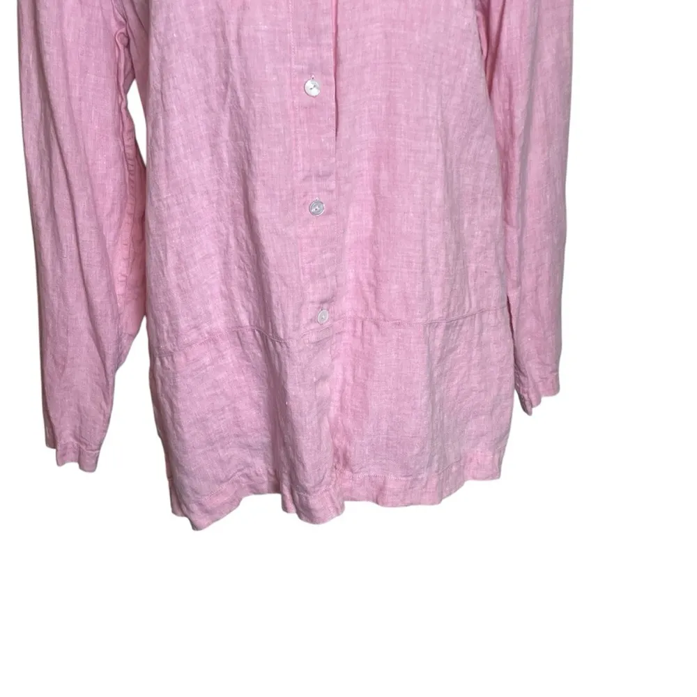 Saks Fifth Avenue Real Clothes 100% Linen Pink Button Up Women’s Shirt Size 8 - Image 3