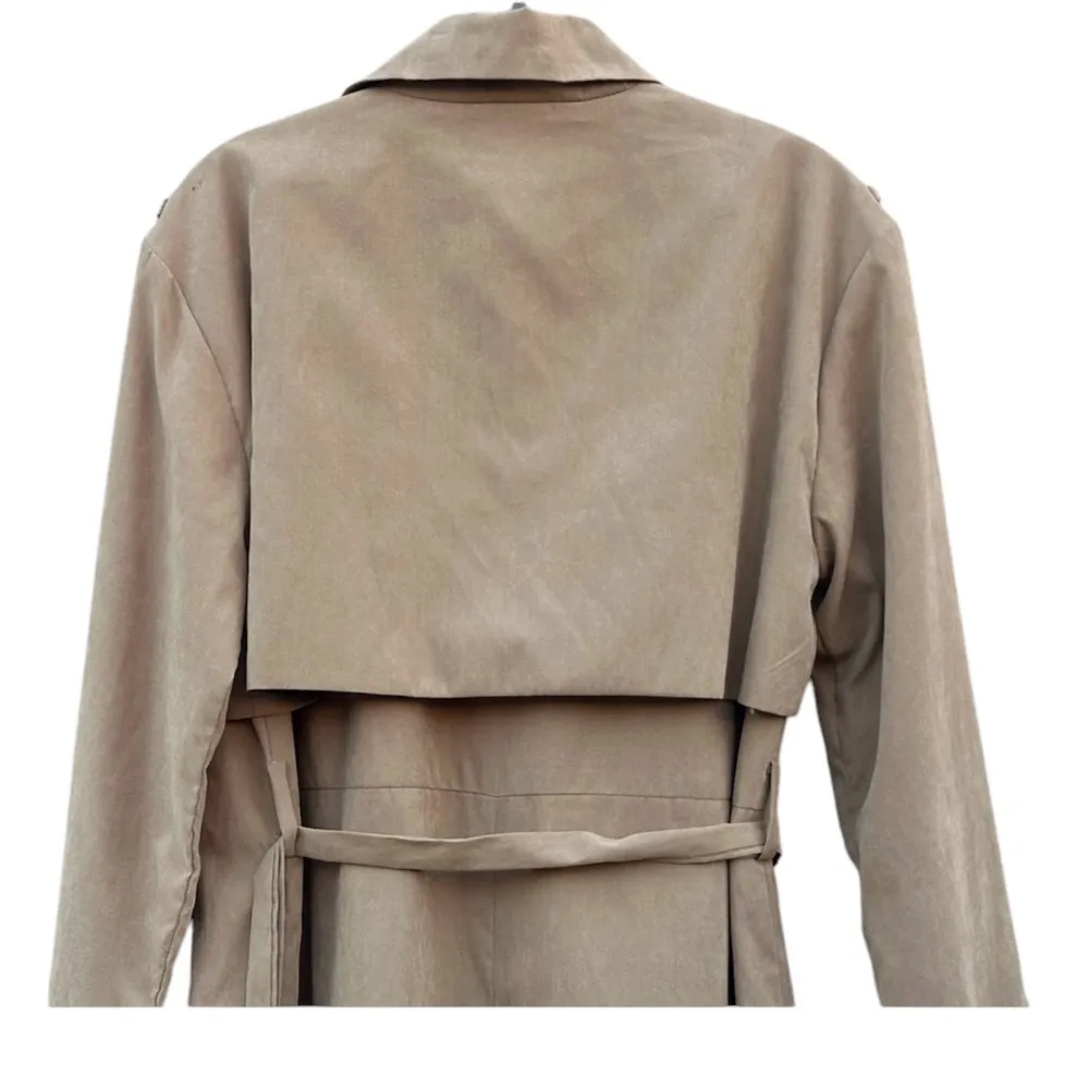 Neon Rose Camel Taupe Duster Trench Coat Belted Lightweight NWT Small - Image 4