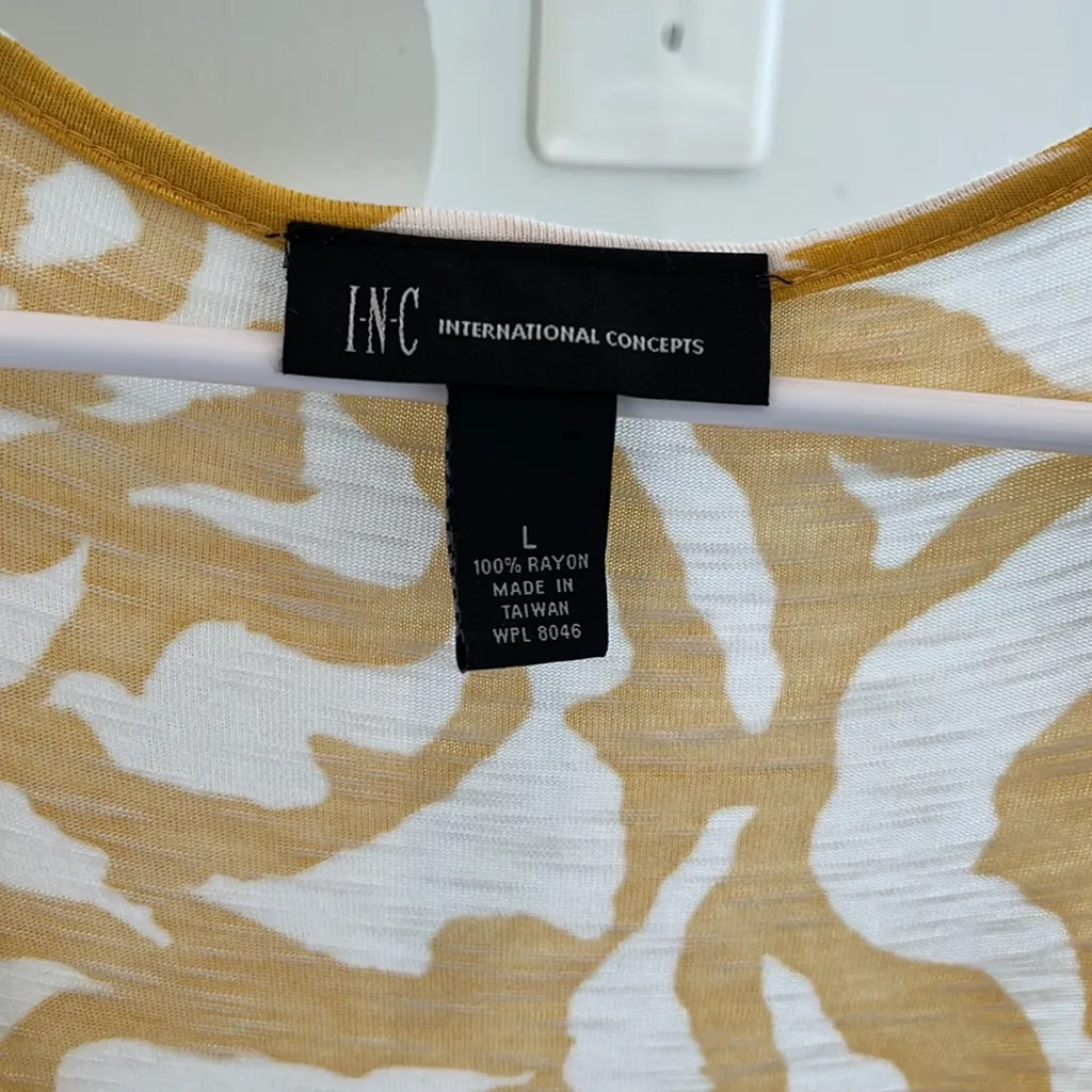 INC International Concepts dress yellow white flowers Large - Image 3