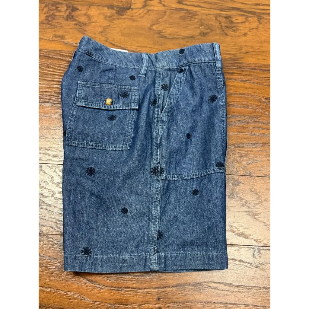 NEW Style & Co Womens 10P Blue Denim Bermuda Shorts Black Embroidered Floral - Image 5