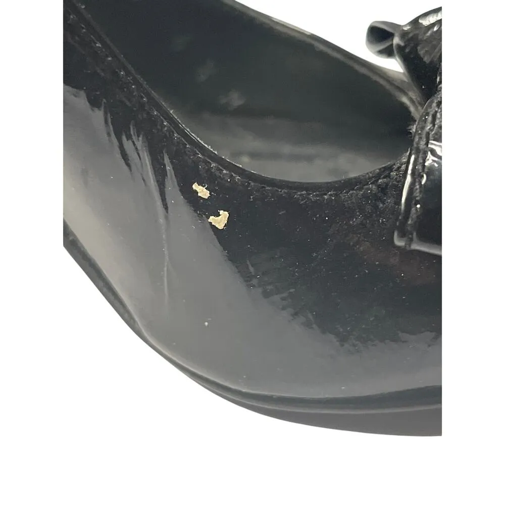 Stuart Weitzman Black  Bow Tie Patent Leather Peep Toe Pumps 6.5 - Image 11