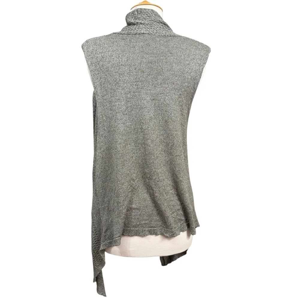 Maglia Silk Blend Open Front Drape Vest Gray Sleeveless Cardigan Medium - Image 5