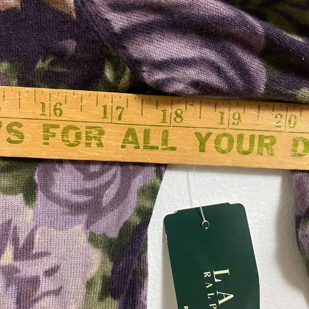 Lauren Ralph Lauren women large Pullover Sweater Purple Silk Blend Cottagecore - Image 8