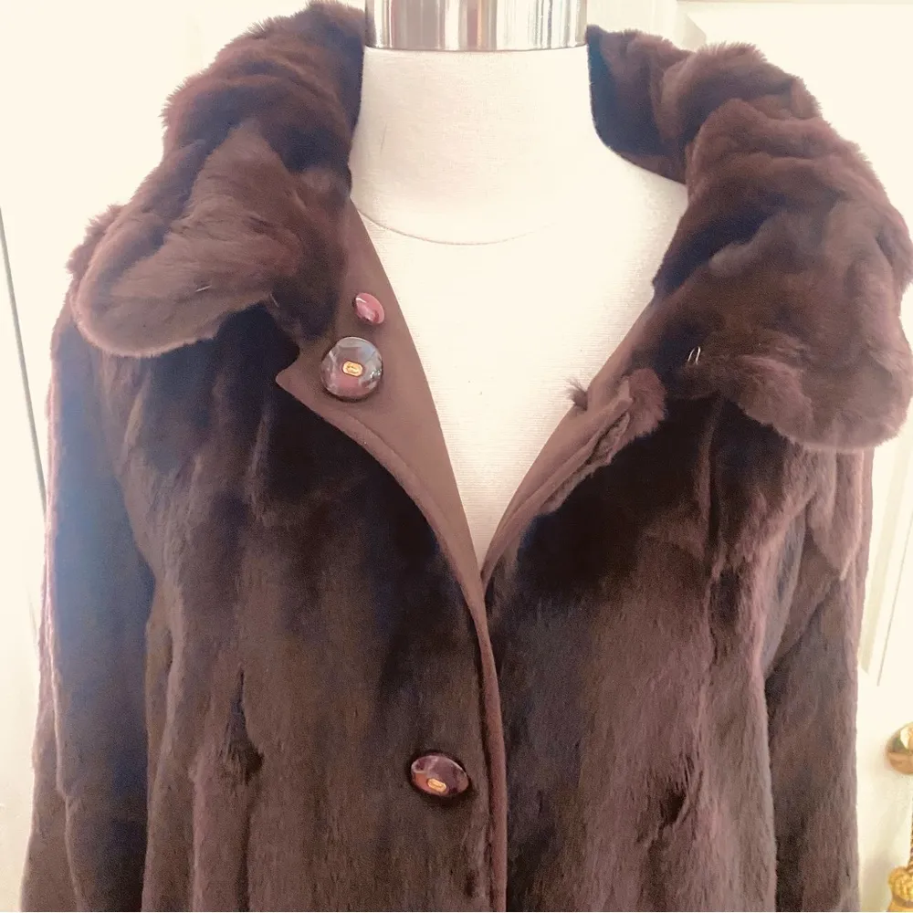 🌹HP🌹VINTAGE LUXURY REVERSIBLE FUR & SUEDE LONG COAT Brown Size L - Image 12