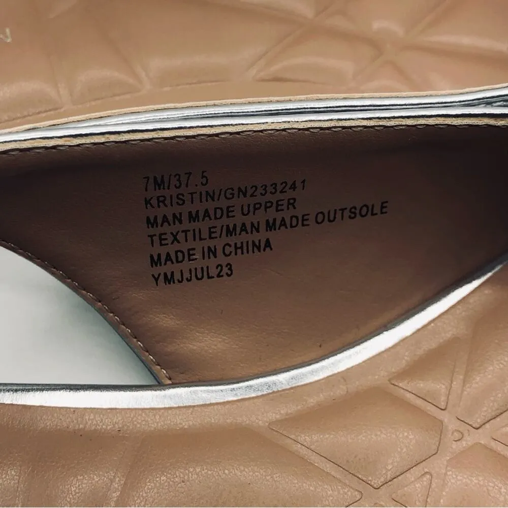 BCBGeneration  Women's Silver Bow Sling BuckleStrap Closure Kristin Flat Sz 7 - Image 8