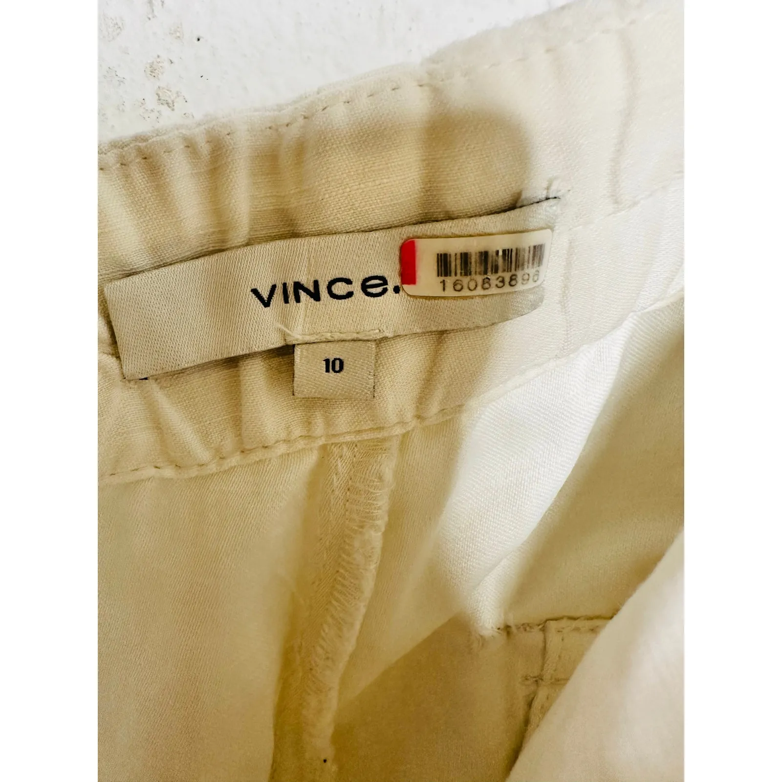 VINCE Women's White Linen Blend Wide Leg Loose Fit Cargo Pants Size 10 - Image 13