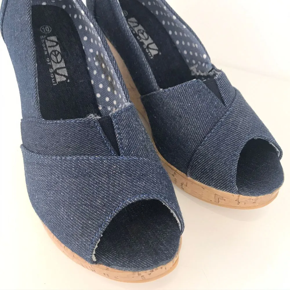 NEW Shoes of Soul Denim Cork Wedges Size 10 - Image 4