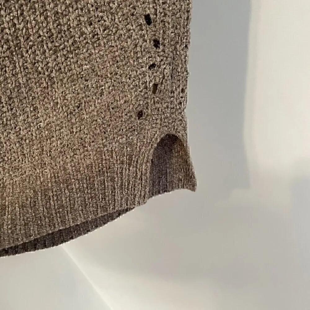 MOTH ANTHROPOLOGIE Lucerne Sweater Taupe Brown Cowl Neck / Off Shoulder Chenille - Image 9