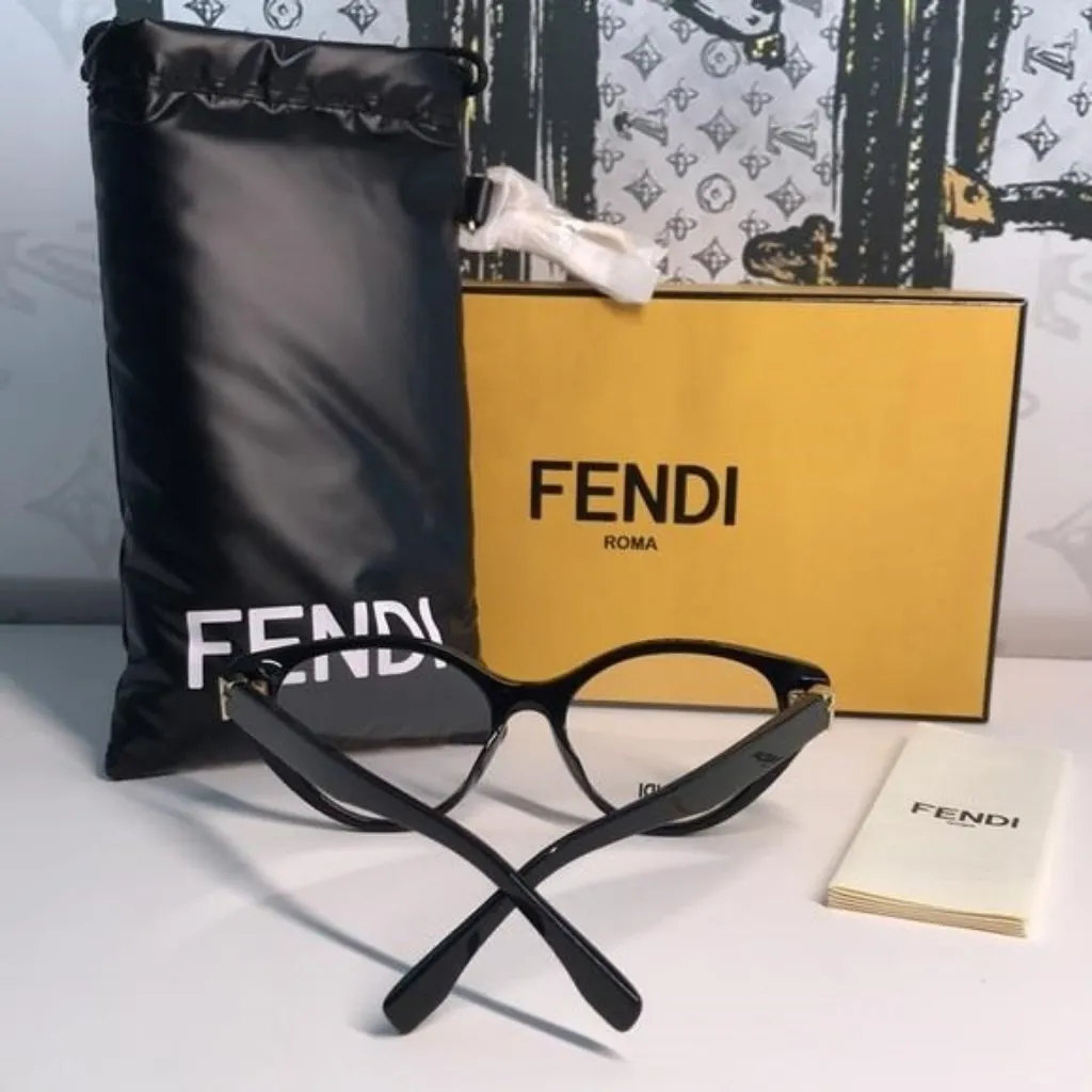 NEW Authentic Fendi FE50020I 001 Cat-Eye Eyeglasses – Shiny Black - Image 2