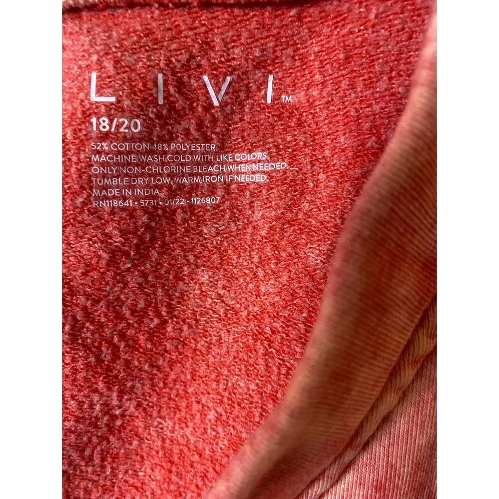 NWT Livi Active Lane Bryant French Terry Jumpsuit 18/20 Coral Acid Wash V-Neck - Image 5