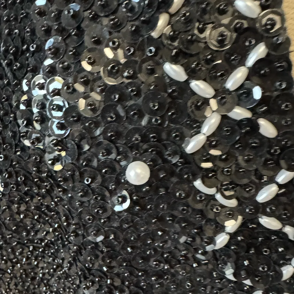 Vintage Y2K Black Beaded Sequin Vest Glam Party Size L Size L - Image 8