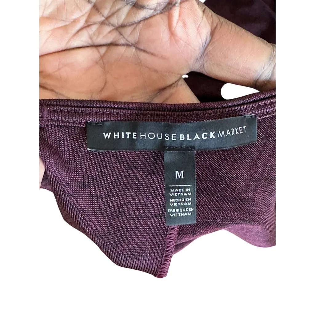 White House Black Market Plum Blouson Dress Women’s M Dolman Sleeves Ruched Skir - Image 4