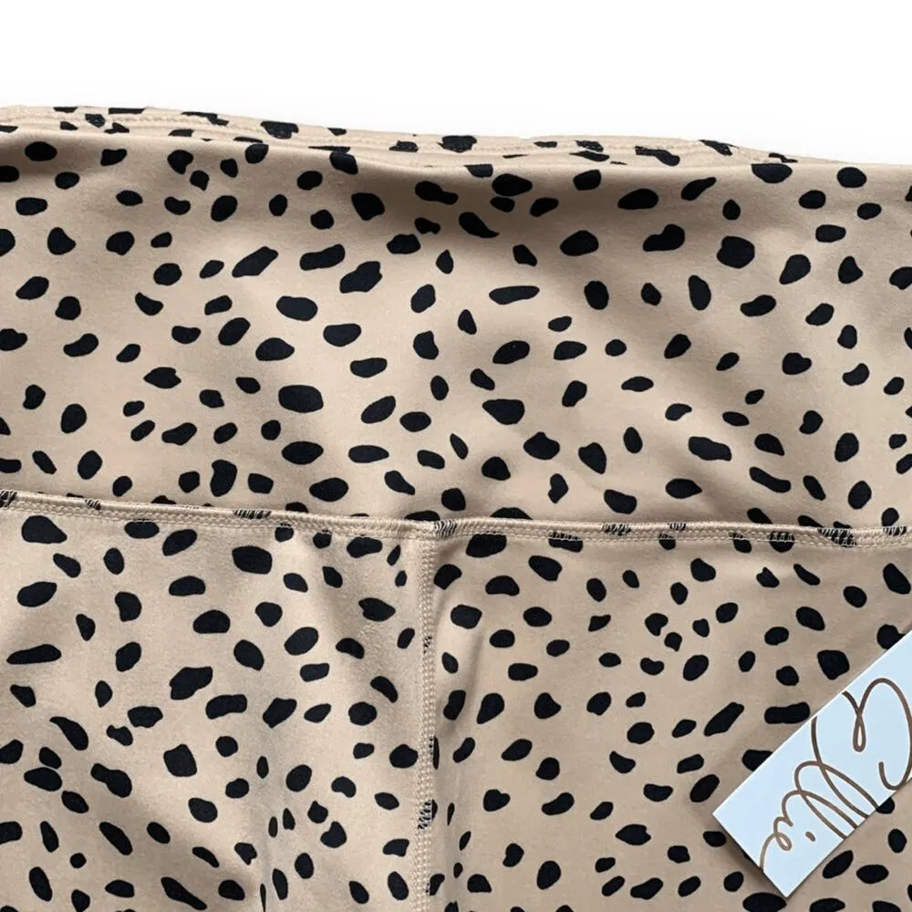 Ellie Moonlight Black Dot High Rise Leggings Tan Black Large Athleisure Yoga - Image 4
