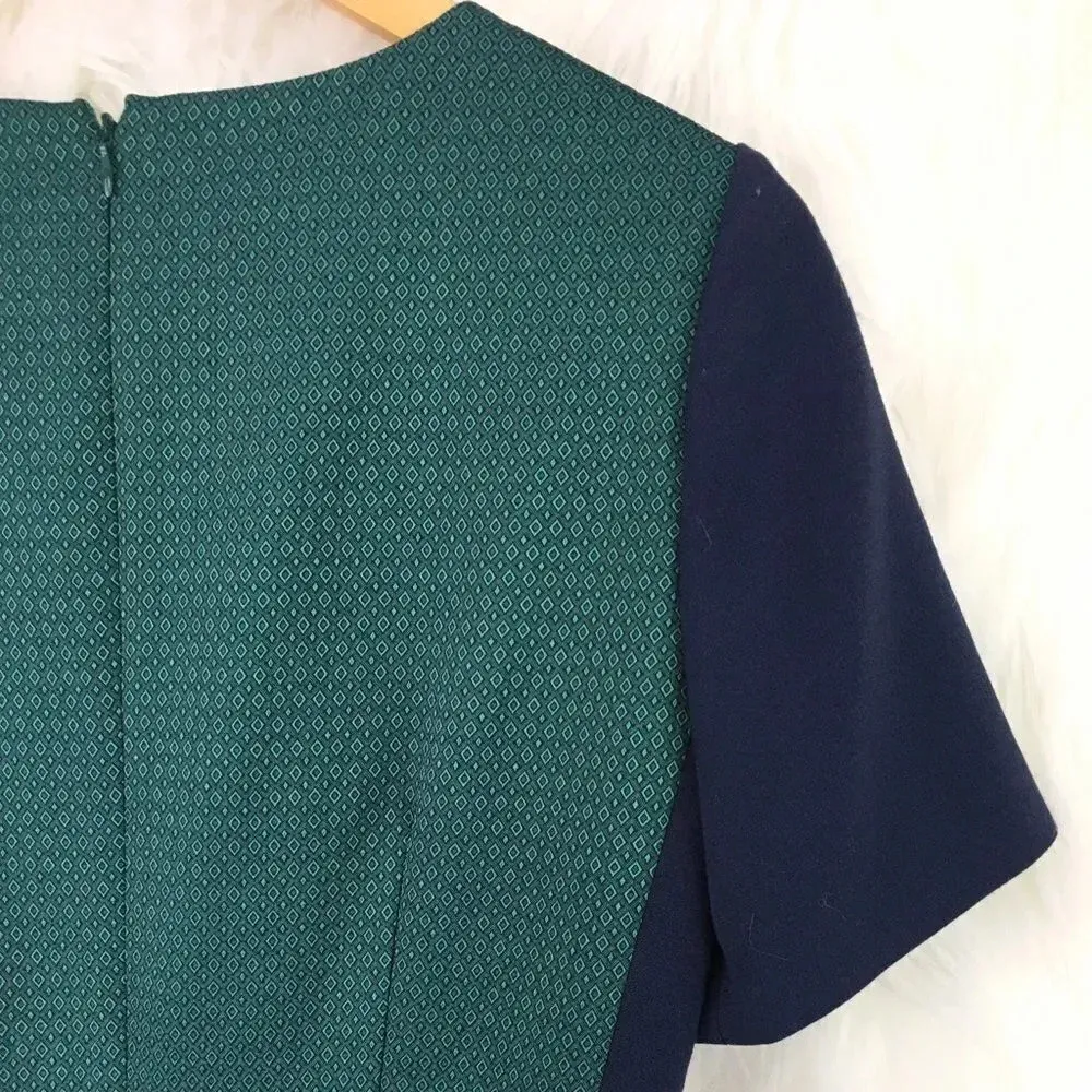 CREMIEUX NWT Size 6 Green Navy Color Blocked‎ Short Sleeve Sheath Dress - Image 4