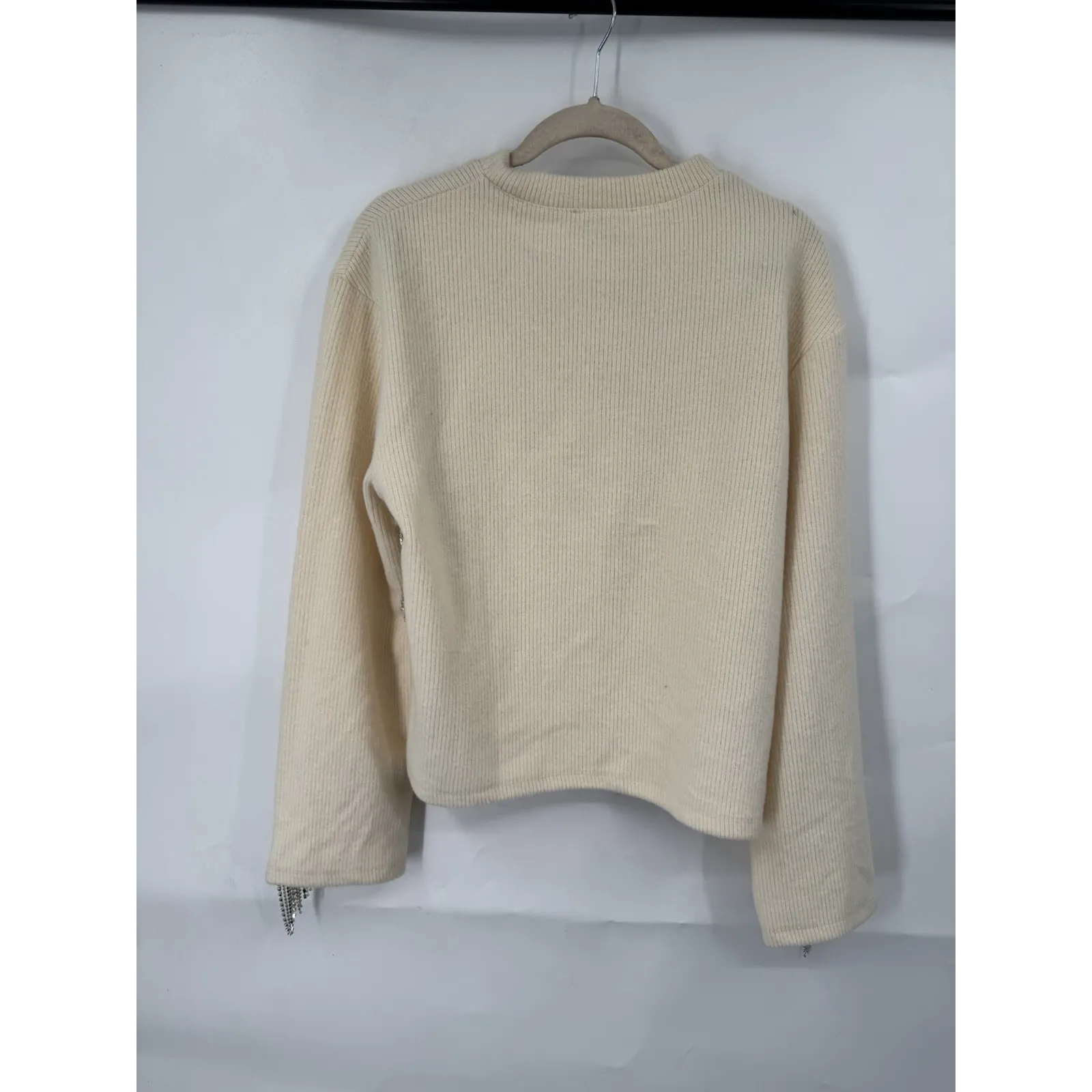 Zara Rhinestone Ecru Western Sweater Women M Cream Rodeo Festival - Image 3