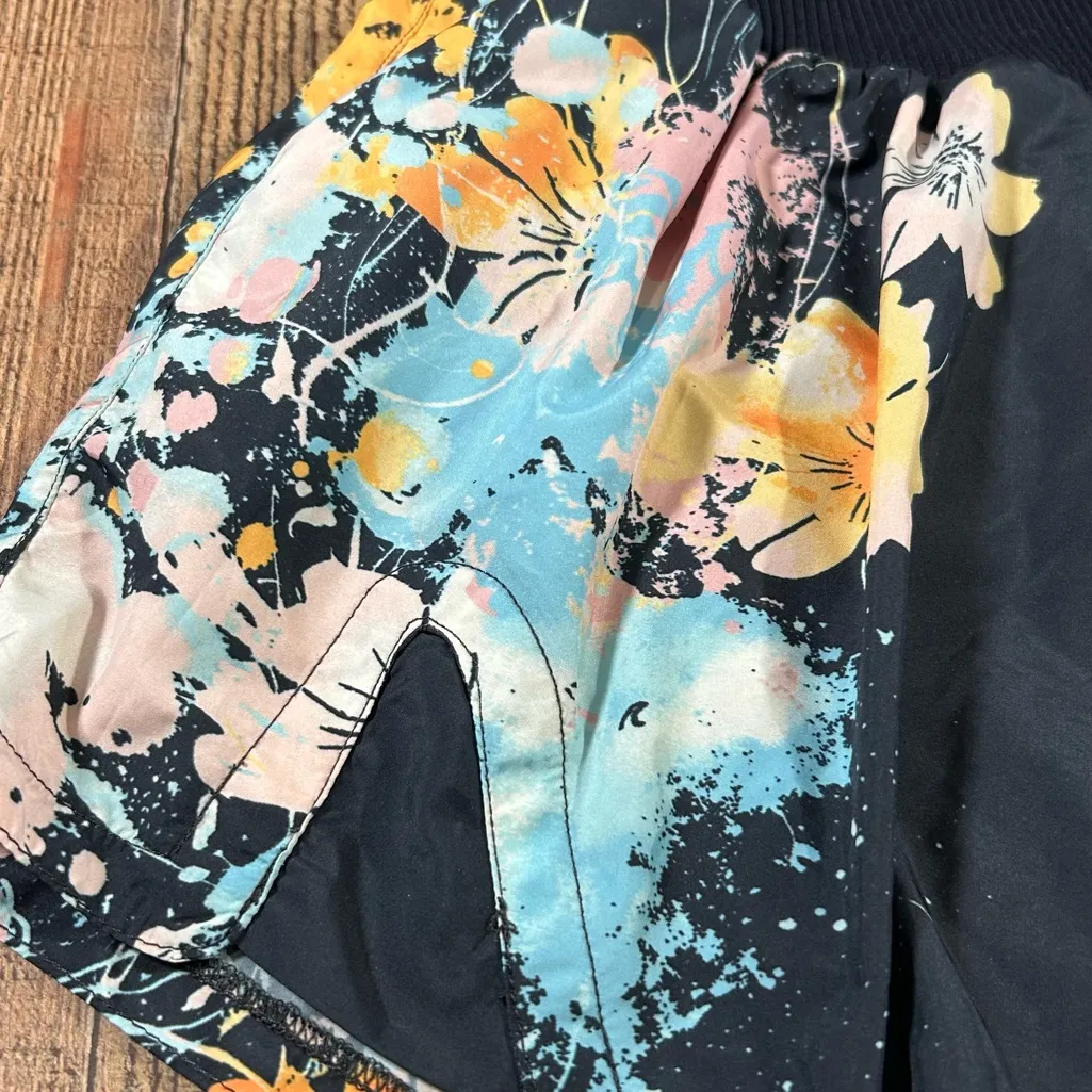 Free People Movement Floral Black High Waist Running Shorts Medium FP Active - Image 2