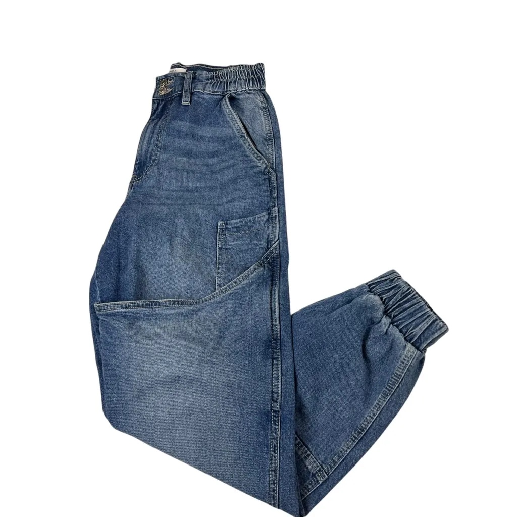 Forever 21 High Rise Baggy Barrel Jogger Baggy Blue Denim Jeans - Image 11