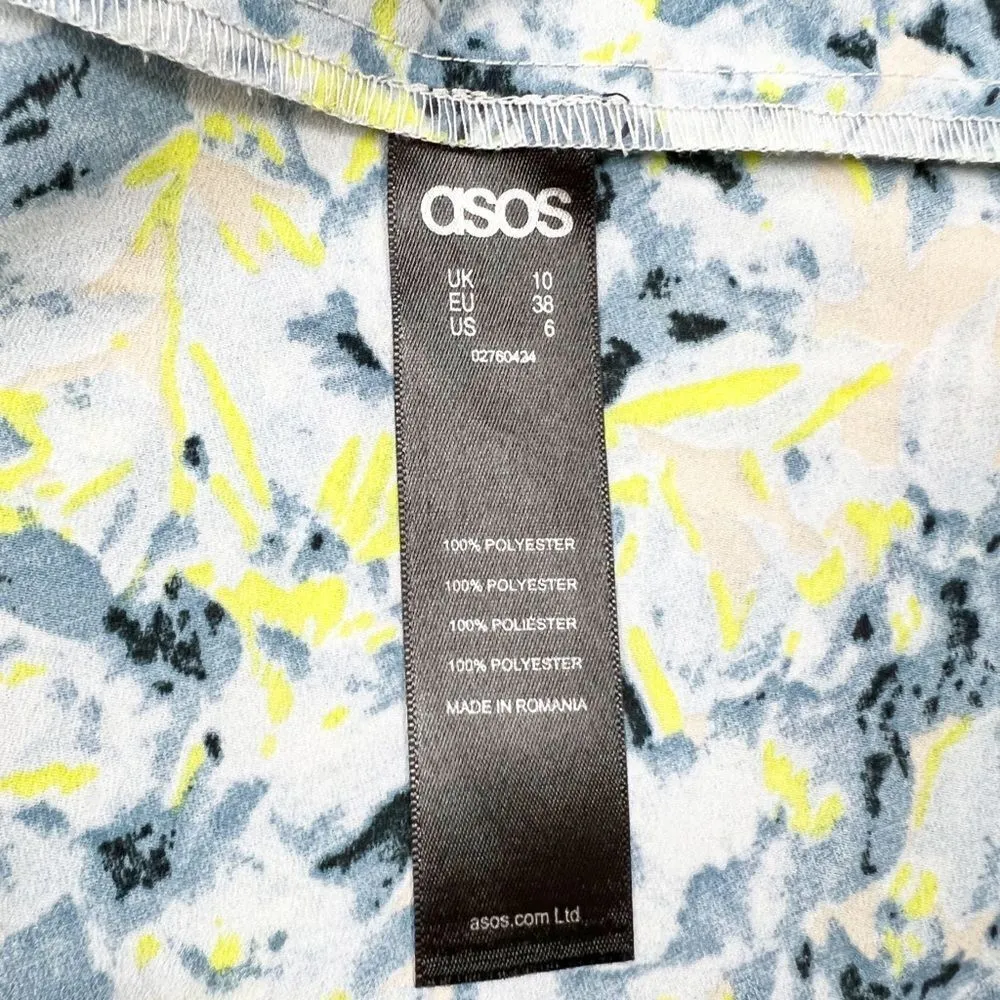 ASOS Blue Yellow Tiered Blouse 6 - Image 6