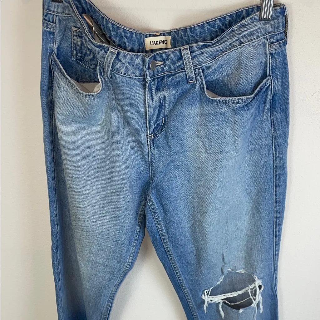 Retail $285 L'AGENCE Faded Blue Boyfriend Jeans - Image 10