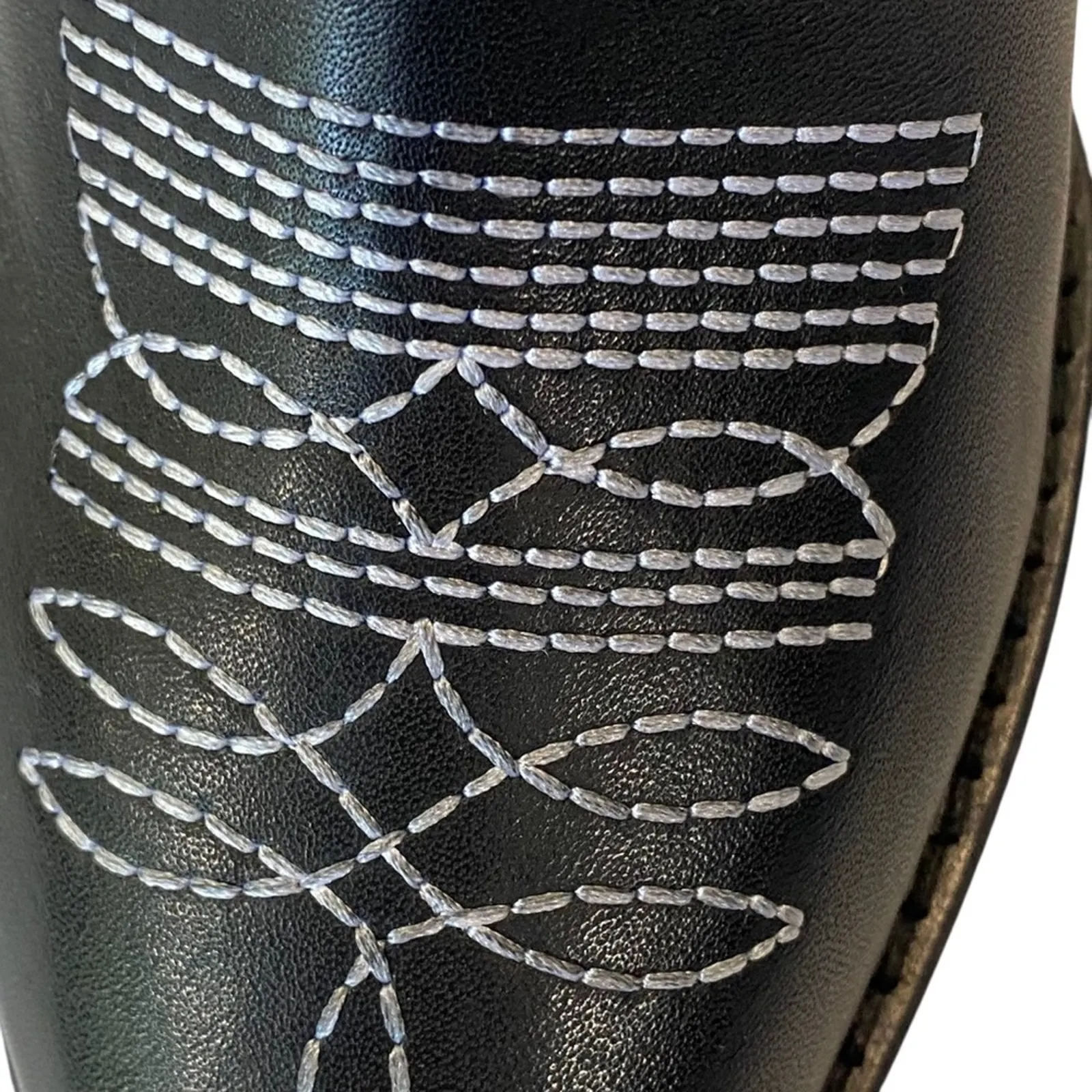 CYNTHIA RICHARD Molly Black Kidskin Leather Western Boot Black Tall Boots Sz 38 - Image 7