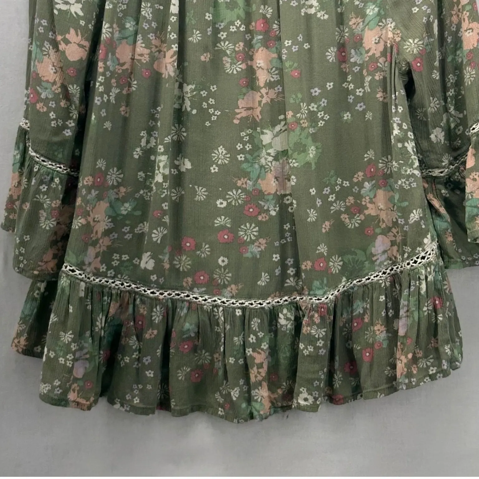 Democracy Floral Boho Blouse Green Small‎ - Image 6