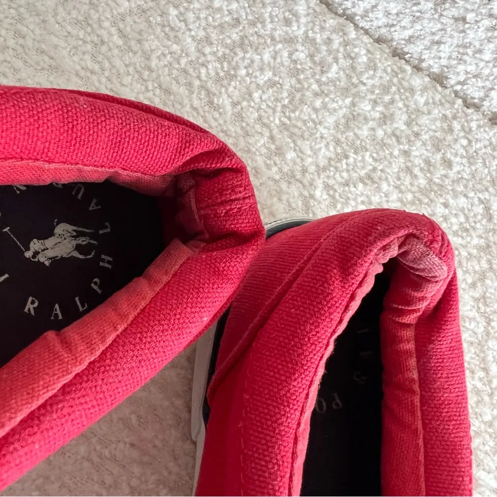 Polo Ralph Lauren Women’s Harbour II Bear‎ Red Canvas Shoes Women's Size 5 - Image 13