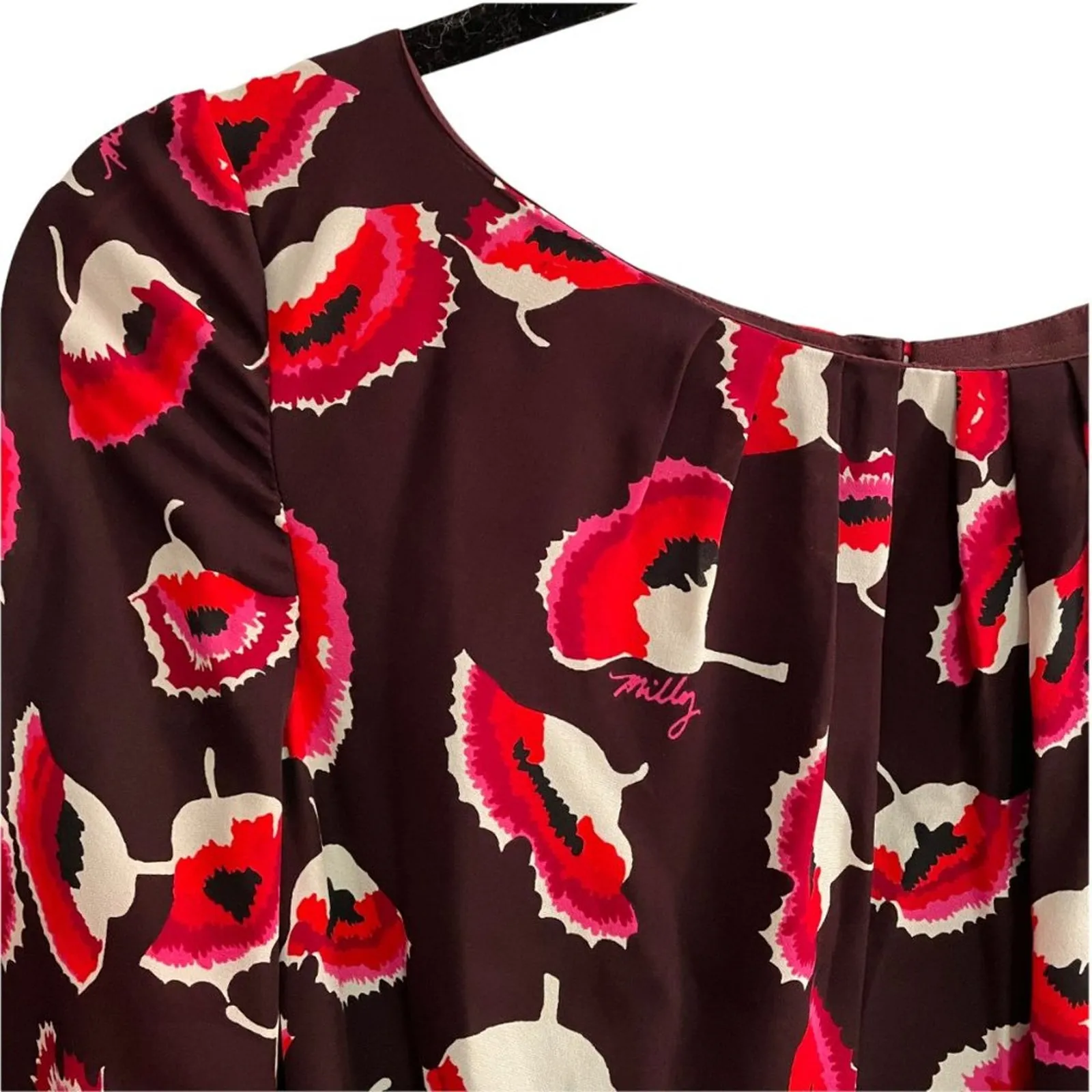 Milly Silk Floral Tie-Sleeve Romper - Image 5