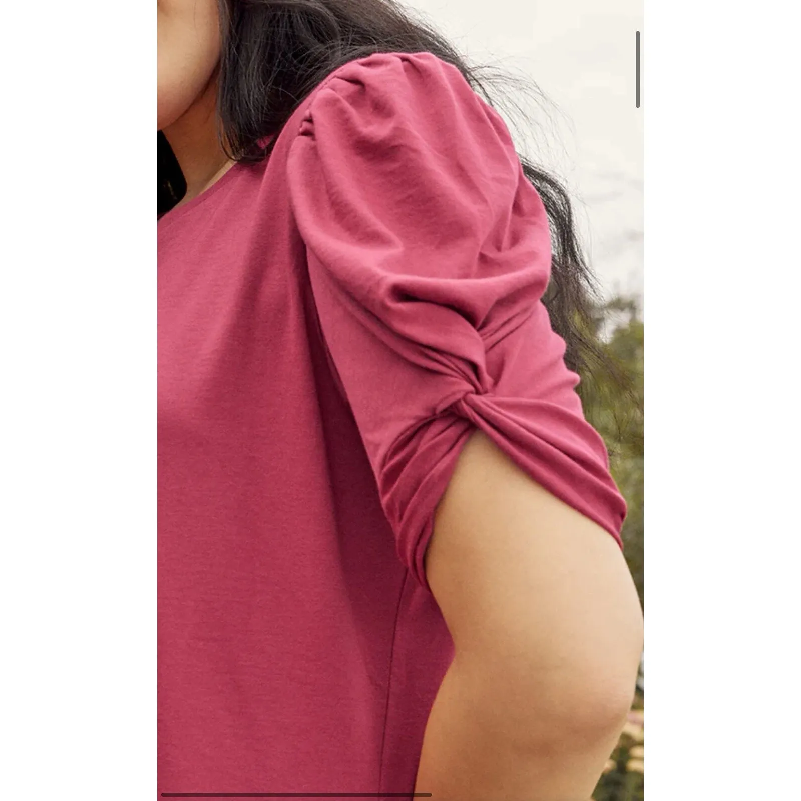 Summersalt The Luxe Pima Twist-Sleeve T-Shirt‎ Dress Size Medium  Dark Rose - Image 2