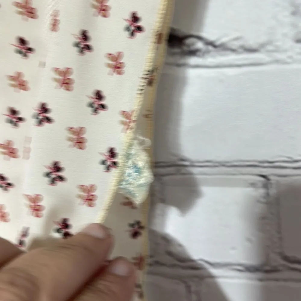 Vintage Neckerchief Scarf Cream Burgundy Flowers Red - Image 5