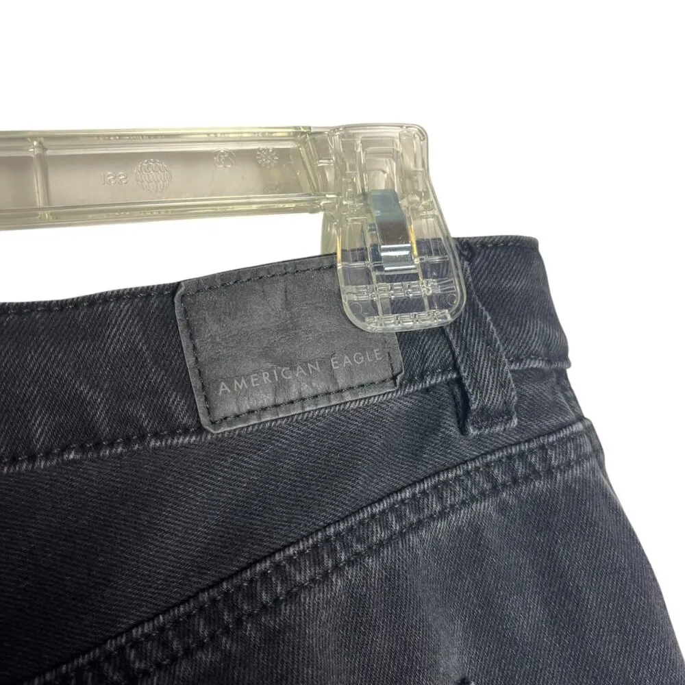 American Eagle Women's 6 Mom Jeans Black Distressed Casual Denim Jean - Image 6