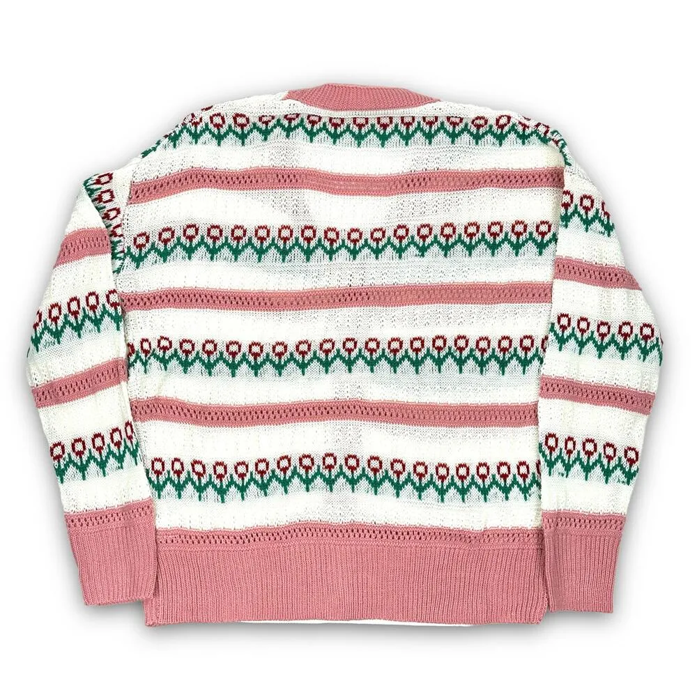 Lightweight Oversized Cardigan Sweater Spring Summer Cute Flowers Size Small - Image 3