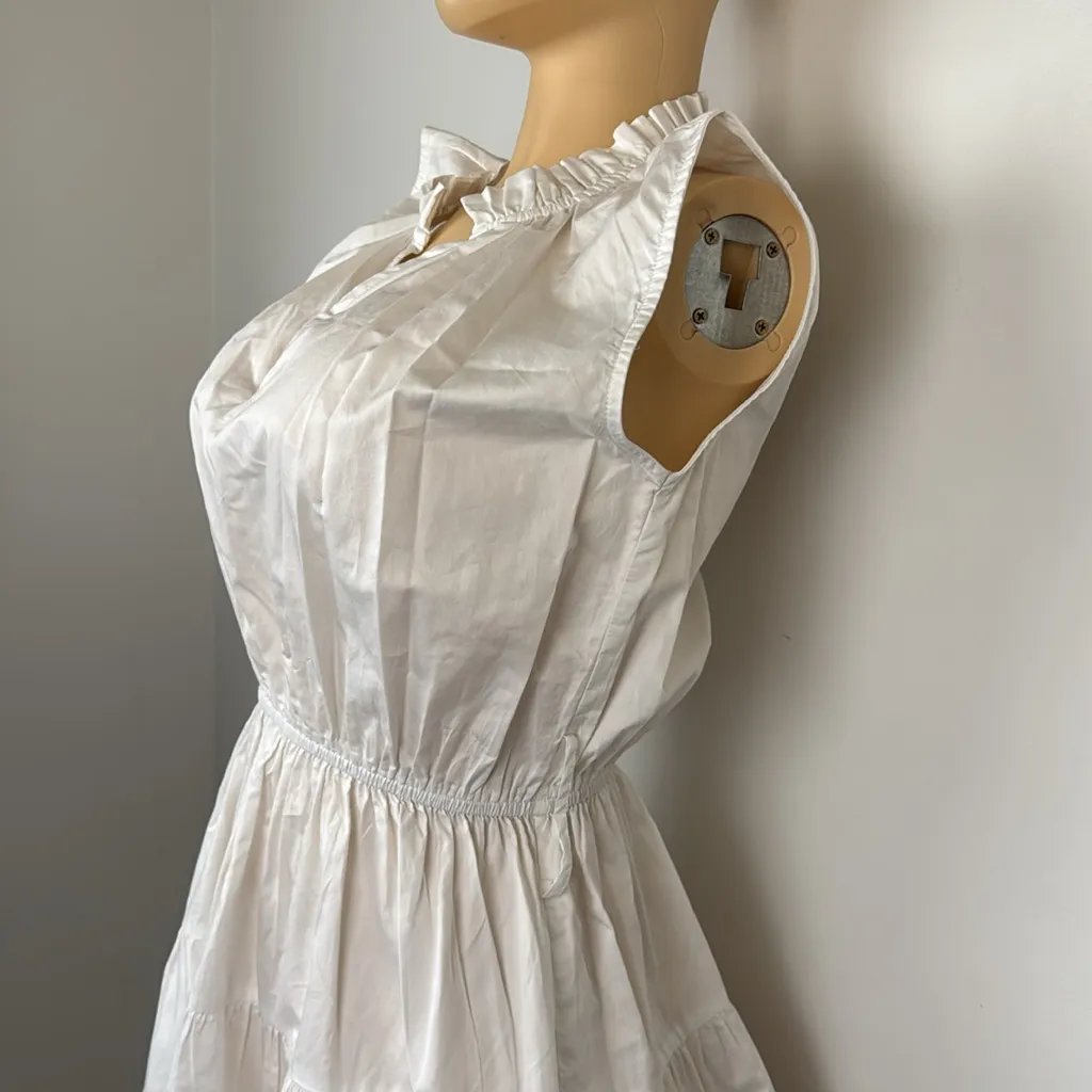 Karina Grimaldi White ruffled neck tiered skirt mini  Dress Sz S - Image 3