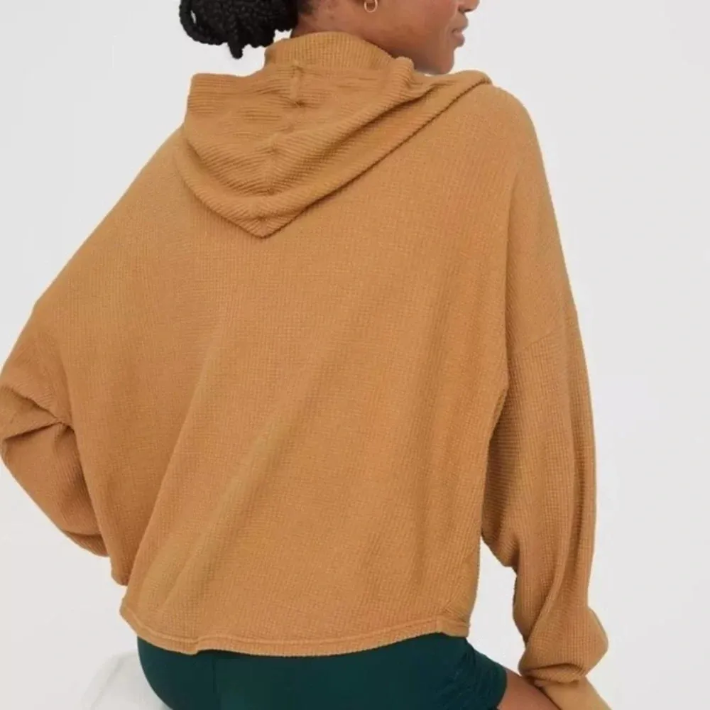 OFFLINE by Aerie Waffle Hoodie in Khaki Sz XL cozycore - Image 2