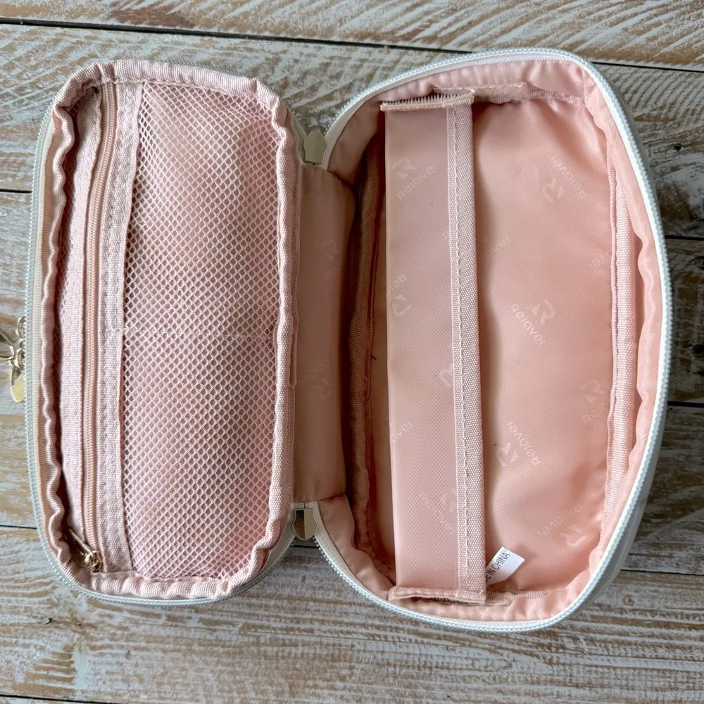 💄Relavel Marble Makeup Brush Bag Organizer💄– 2 Layer Travel Case with Handle ~sm White - Image 10