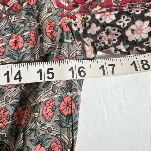 AnaMika Khanna Boho Patchwork Floral Tunic Dress Belted Long Sleeve India Red Size M - Image 6